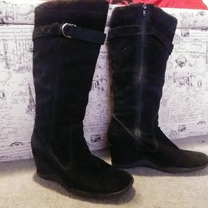 Black suede boots